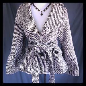 Very CHIC Italian Tweed Peplum Jacket~Tie Waist~S